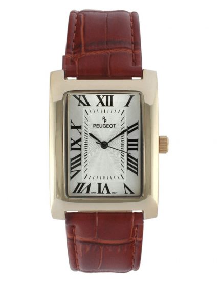 Peugeot Men’s Vintage Rectangular gold-plated watch