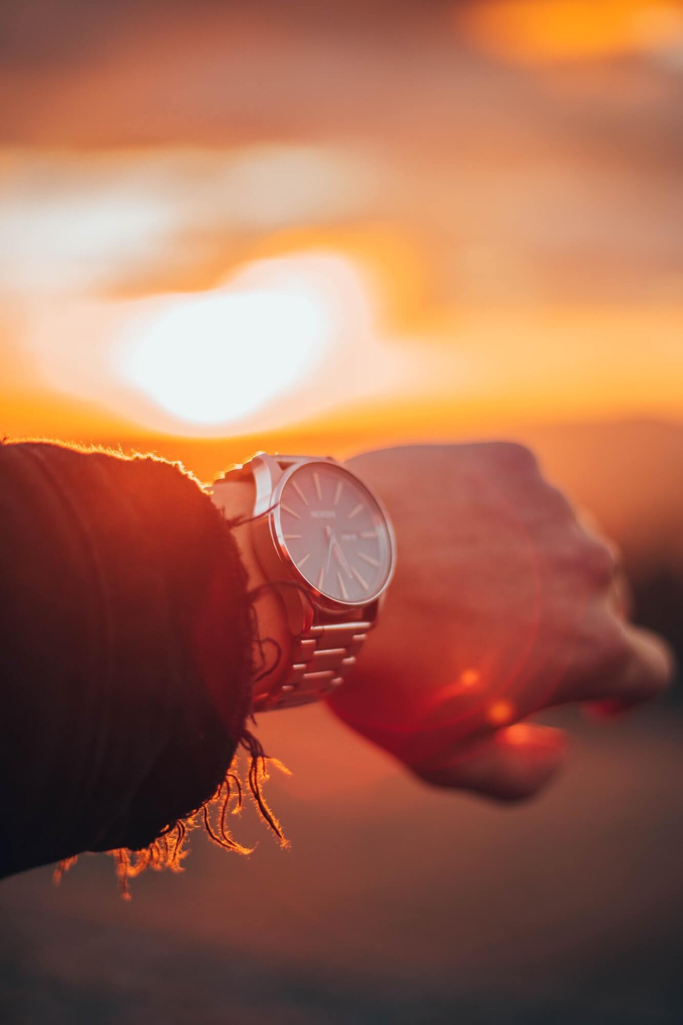 Nixon watch in the sunset