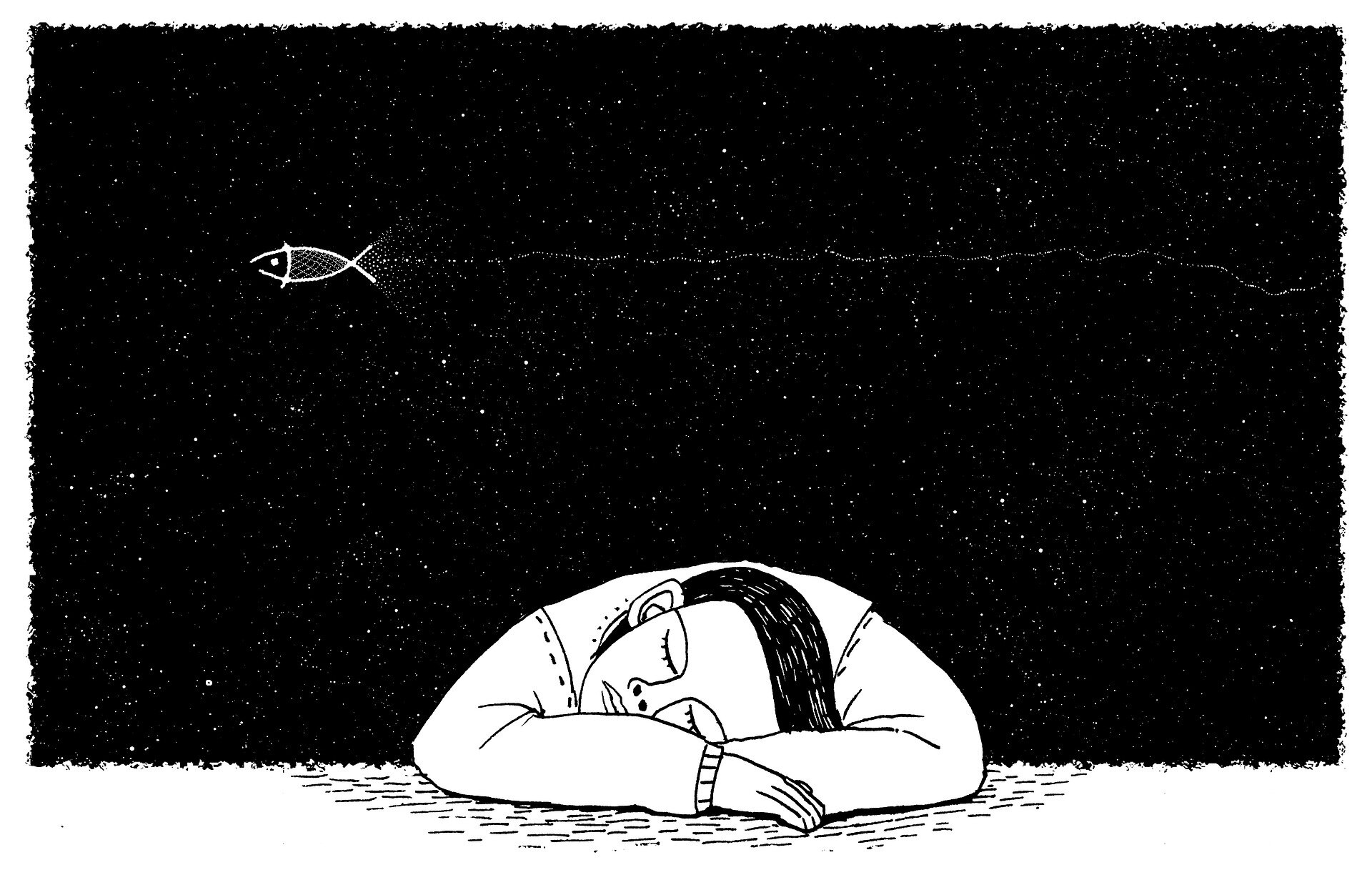 Illustration of sleeping man