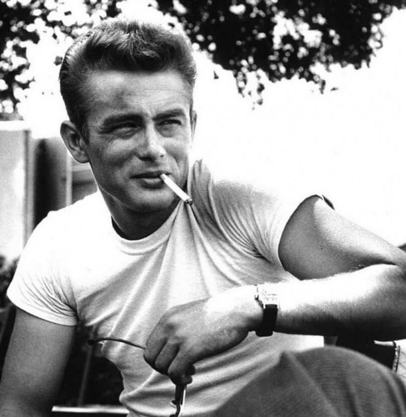 James Dean wearing white t-shirt and watch