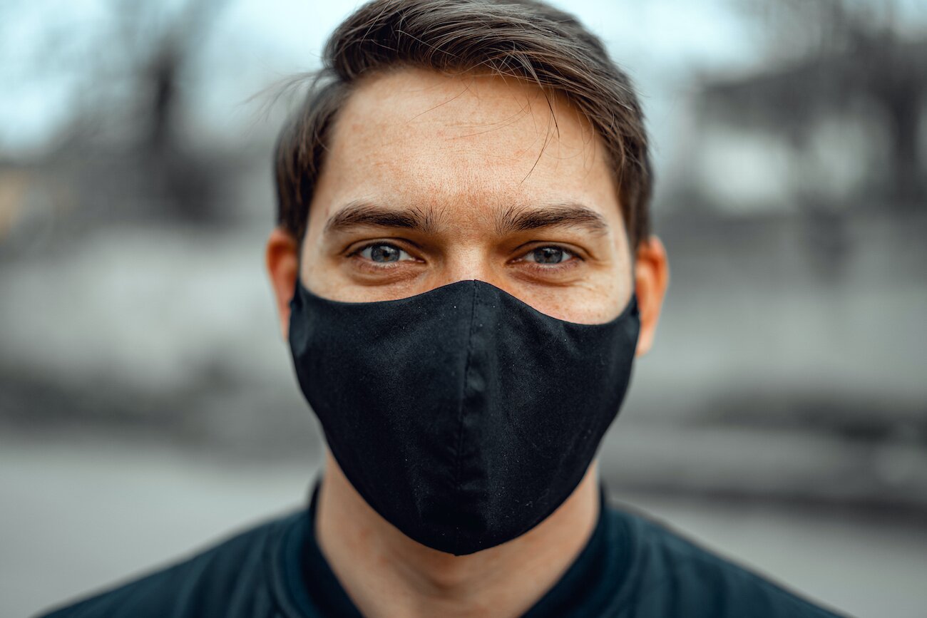 Portrait man in medical mask