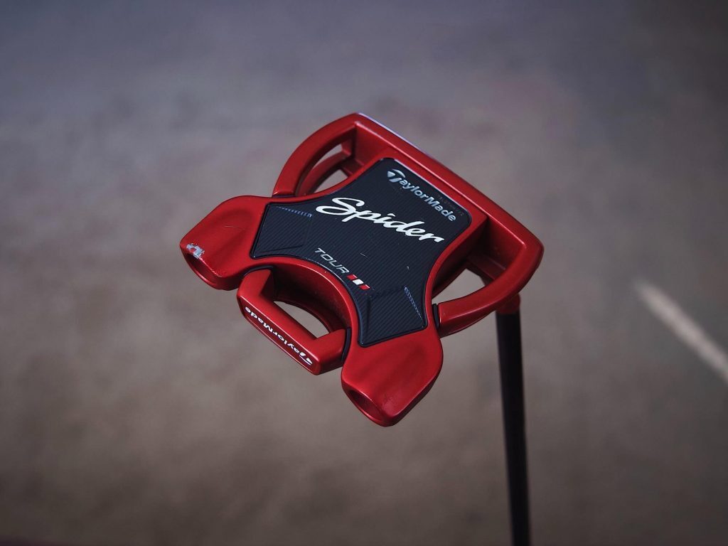 TaylorMade Spider mallet golf putter in red