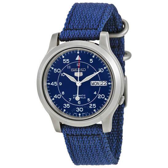 Seiko Men’s SNK807 Seiko 5 Automatic Blue Canvas Strap Watch