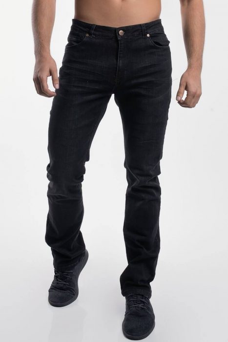 Barbell Apparel boot cut athletic fit jeans in jet black