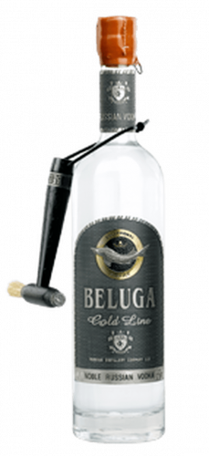 Beluga Gold Line vodka bottle against white background