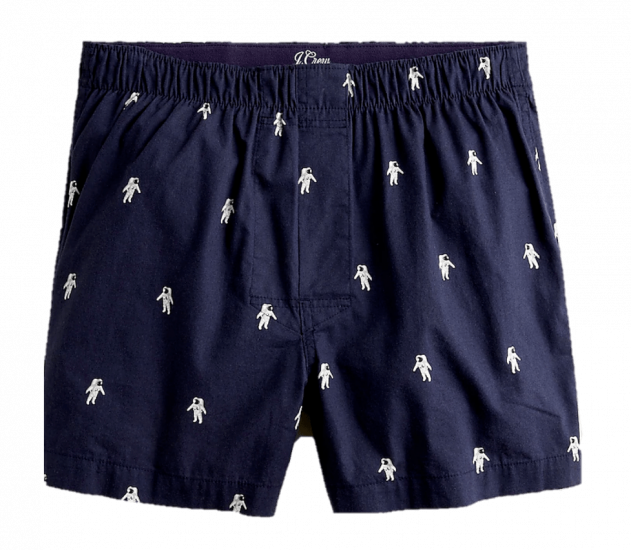 J Crew printed boxers with astronauts in navy blue