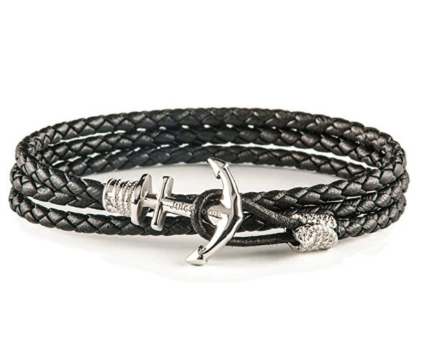 Jules Verne leather anchor bracelet