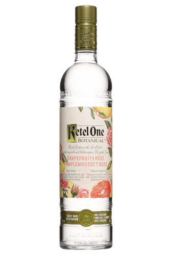 Ketel One Botanicals vodka bottle against white background