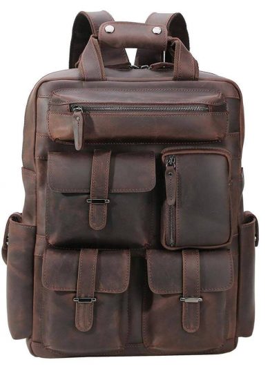 Polare vintage leather laptop backpack