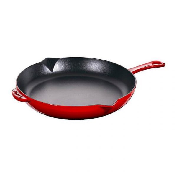 Red Staub cast iron skillet