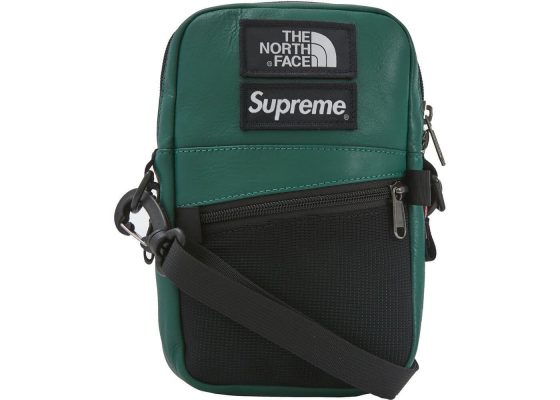 Supreme x North Face leather shoulder bag in dark green
