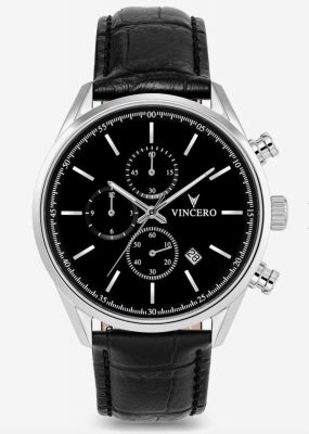 Vincero Chrono S watch with black leather bracelet