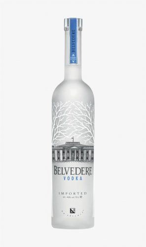 Belvedere vodka bottle against white background