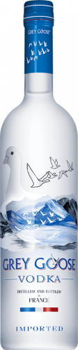 Grey Goose vodka bottle against white background